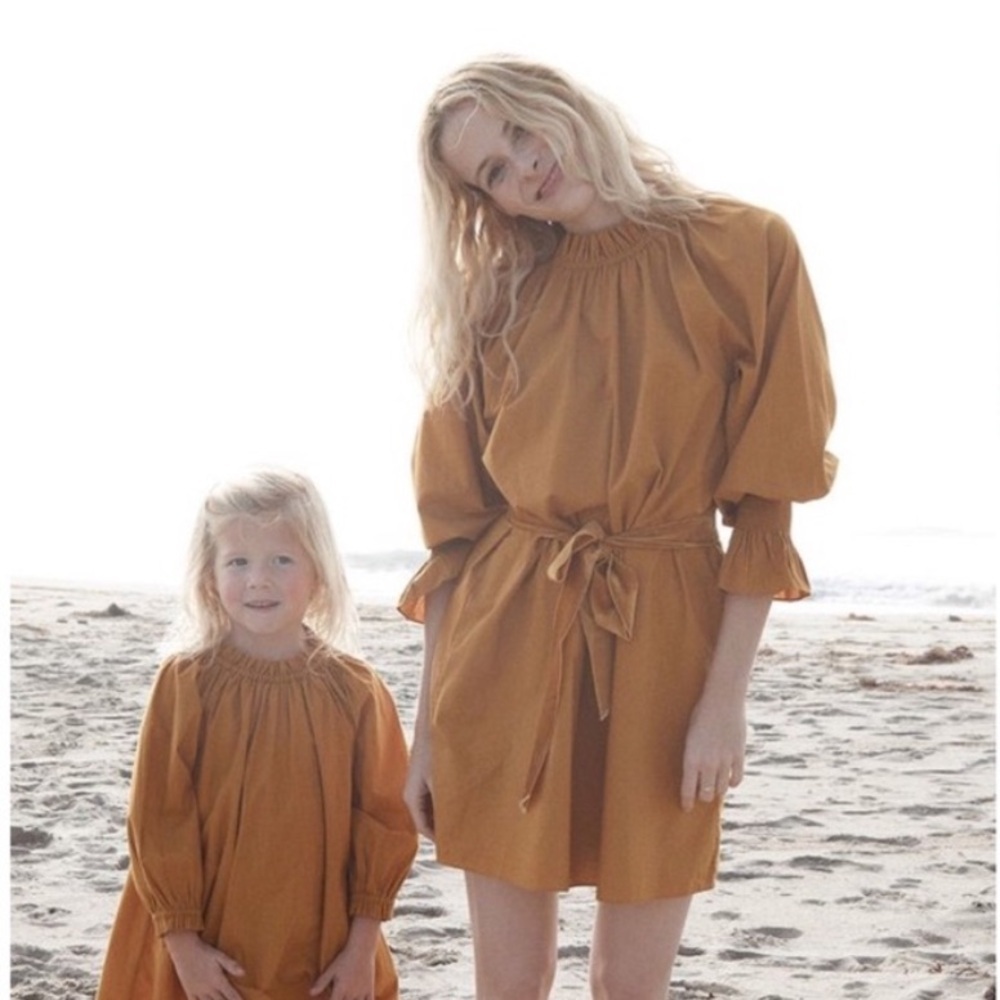 Doen Miro Mini Gathered Prairie Dress in Golden Hour - NWT size XS Velvet Belt